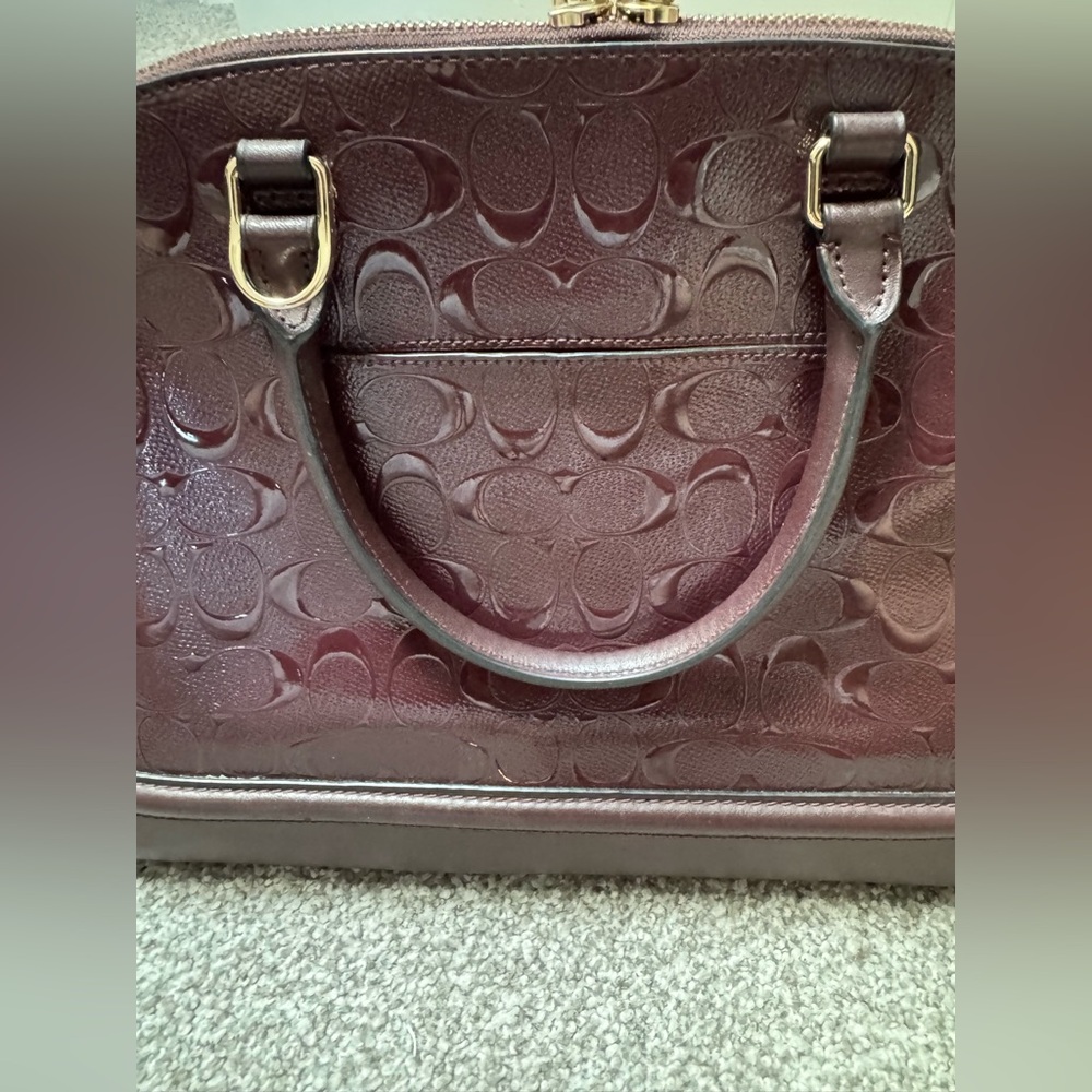 EUC Coach Sierra Satchel Oxblood Signature Debossed Patent Leather Burgundy - Picture 8 of 13